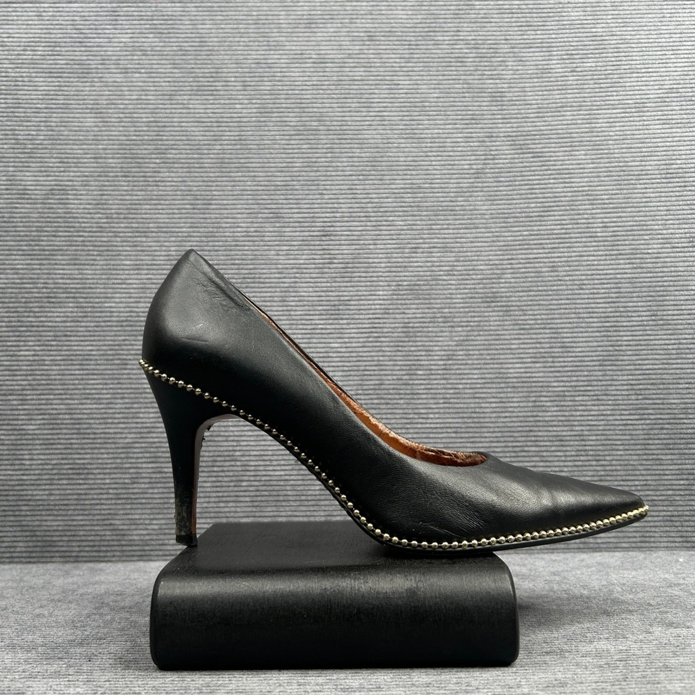 Coach Parker 85mm Pump Black Leather Bead Trim Stiletto FG1868 Womens 7.5 B Y2k